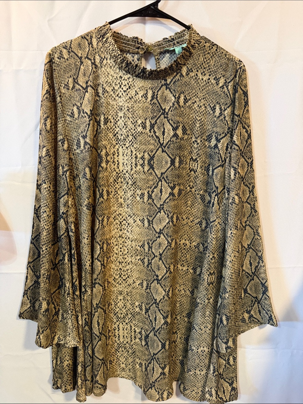 Snake Print Mock Neck Women’s Tunic Top
